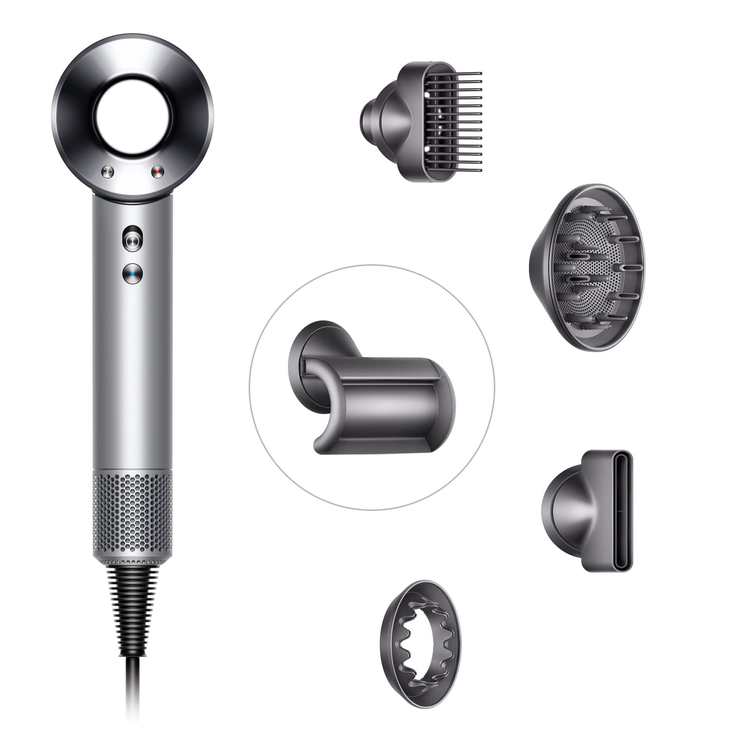 Фен Dyson Supersonic (белый) с 5 насадками