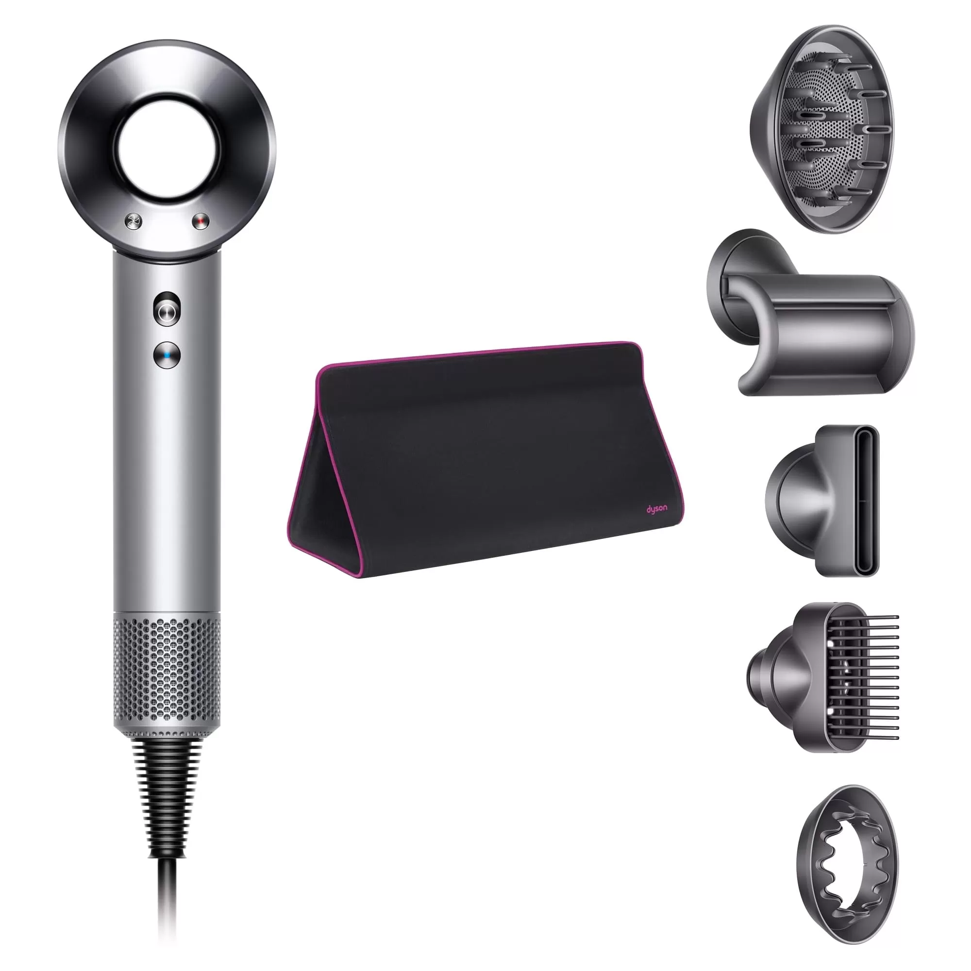 Фен Dyson Supersonic HD07 (белый) с 5 насадками и дорожным чехлом